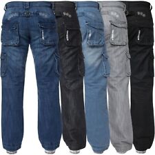 Mens Cargo Combat Jeans Enzo Designer Denim Casual Work Pants All Waist Sizes myynnissä  Leverans till Finland