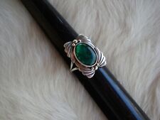 Vintage Navajo Sterling RING Manygoats Signed Size 9.25 Jade Colored Stone  for sale  Shipping to South Africa