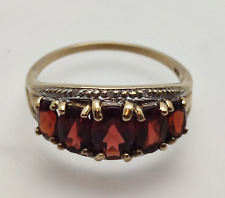 9ct Gold Ring Garnet and Diamond Gemstones UK Ring Size O - 9ct Yellow Gold for sale  Shipping to South Africa