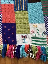 Cobertor afegão bordado de retalhos de malha crochê vovó vintage cada quadrado exclusivo! comprar usado  Enviando para Brazil