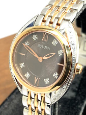 Relógio feminino Bulova 98R230 quartzo diamante mostrador marrom ouro rosa tom prata 30mm comprar usado  Enviando para Brazil