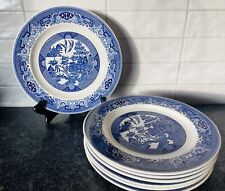 7- Vintage Willow Ware 10 1/4 Inch Dinner Plate by Royal China, used for sale  Shipping to South Africa