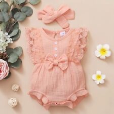 newborn baby toldder girl fashion clothes 2 PCS Soft Bodysuit + Headband for sale  Shipping to South Africa
