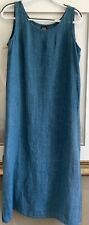 Eileen Fisher Woman’s 100% Washed Linen Teal Sleeveless Maxi Dress Sz L EUC for sale  Shipping to South Africa