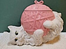 Vintage Cat Playing With PINK Ball Of Yarn Ceramic Cookie Jar 1984 for sale  Lompoc
