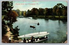 Cartão postal c1909 Crystal Lake perto de Champaign IL "Fotos em movimento" barco canoa D1 comprar usado  Enviando para Brazil