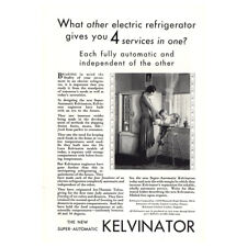 1930 Kelvinator: Electric Refrigerator 4 Services In One Vintage Print Ad for sale  Shipping to South Africa