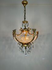 Usado, Lámpara de techo de iluminación de latón y cristales francesa antigua/de colección década de 1960 segunda mano  Embacar hacia Argentina