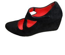Pas De Rouge Wedge Suede Pumps, 37.5 Great!!! Black Suede for sale  Shipping to South Africa