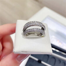 Novo anel padrão corrente cobra pavê banda tripla prata esterlina 925 100% autêntico comprar usado  Enviando para Brazil