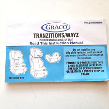 Graco Tranzitions/Wayz Car Seat Booster Instruction Manual PD316986G Feb. 2020 for sale  Shipping to South Africa