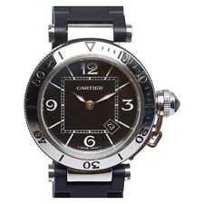 AUTÉNTICO RELOJ CARTIER PASHA SEATIMER W3140003 CUARZO ESFERA NEGRA SS GOMA F/S, usado segunda mano  Embacar hacia Mexico