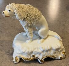 STAFFORDSHIRE :: POODLE DOG SENTADO 3 1/4” textura de confete BRANCO INGLATERRA *LEIA* comprar usado  Enviando para Brazil