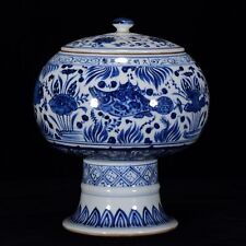 Antigua olla 10,2" antigua dinastía Ming marca xuande pescado porcelana patrón algas patrón frasco segunda mano  Embacar hacia Argentina