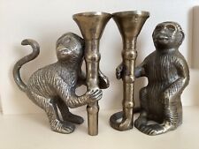 Brass monkey candlesticks for sale  UK
