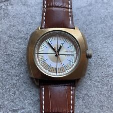 Relógio masculino Diesel 41 mm estojo tom dourado com pulseira de couro marrom caixa A comprar usado  Enviando para Brazil