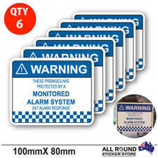 6 x Alarm System Monitored Warning Security Stickers Waterproof Security Sign Wi for sale  Shipping to South Africa