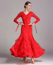 Adult V-Neck Slim Fit Waltz Ballroom Modern Tango Dance Dress Long Dress for sale  Shipping to South Africa