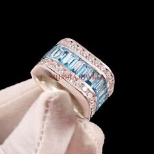 Piedra preciosa de topacio azul natural con anillo de plata de ley 925 para hombre #854 segunda mano  Embacar hacia Argentina
