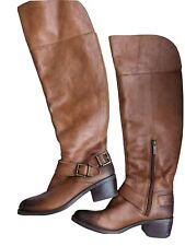 Vince Camuto Boots Womens 5.5 M Brown Leather Riding Side Buckle Horse Riding for sale  Shipping to South Africa