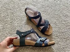 Taos Trulie Size 9-9.5 Braided Navy Blue Walking Shoes Sandals Ankle Strap for sale  Shipping to South Africa