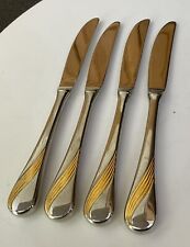 Used, Vtg  EETRITE 4 X Stainless Steel Gold Plate 21.5cm Swirl Dinner Knives - Cutlery for sale  Shipping to South Africa