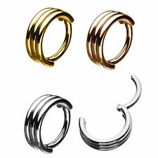 Triple Stack Hoop Stainless Steel Septum Clicker Nose Ear Hinged Tragus Ring for sale  Shipping to South Africa