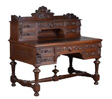 A GEORGE III SOLID CARVED OAK CHEST, GREEN MAN WRITING KNEEHOLE DESK  CIRCA 1880, used for sale  Shipping to South Africa