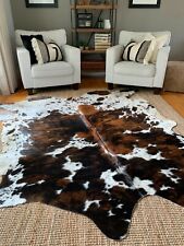 Tricolor Cow Hide Skin Leather Rug - Average Size 7X6 feet - New Cowhide Rug for sale  Shipping to South Africa