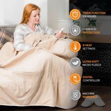 ELECTRIC HEATED THROW OVER BLANKET SOFT FLEECE WASHABLE CREAM DIGITAL TIMER WARM for sale  Shipping to South Africa