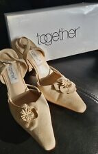 Together beige Suede Strappy Court Slingback Pointed Toe Stiletto Heel Size 5 for sale  Shipping to South Africa