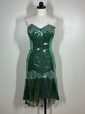 Usado, Vestido vintage anos 1980 lantejoulas tafetá alto baixo Amore verde prata comprar usado  Enviando para Brazil
