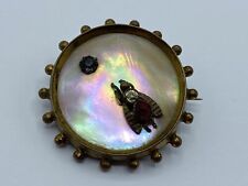Broche antigo vitoriano macabro dourado bronze madrepérola inseto mosca comprar usado  Enviando para Brazil