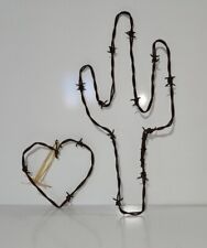 2 figuras de alambre de púas de metal cactus en forma de corazón decoración de pared adorno granja occidental segunda mano  Embacar hacia Mexico