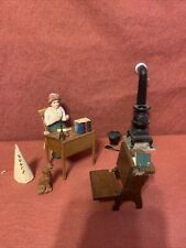 Miniature Dollhouse School Desk, Coal Stove, Dunce Cap, Teacher Accessories  for sale  Shipping to South Africa