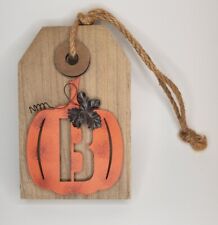 Letrero colgante de puerta de calabaza de madera - LETRA ""B"" - Placa de Halloween / Decoración de otoño - NUEVO segunda mano  Embacar hacia Argentina