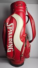 Vintage Spalding Red Leather Staff Bag With 6 Dividers, Rain Cover, Head Covers for sale  Shipping to South Africa