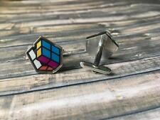 Awesome Colorness Men's Rubik's Cube Design In Real 925 Silver Retro Cufflinks, used for sale  Shipping to South Africa