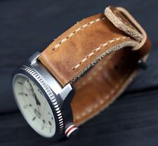 Brązowa skórzana opaska do zegarka miękka gruba ręcznie robiona opaska na nadgarstek Horween 18 20mm 22 24mm na sprzedaż  PL