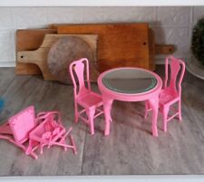 Vintage 1984 Mattel Barbie Sweet Roses Round Mirrored Dining Table 4 Chairs Pink, used for sale  Shipping to South Africa