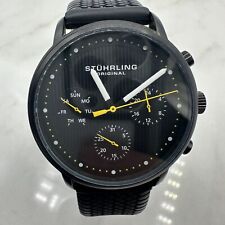 Stuhrling relógio cronógrafo masculino mostrador preto, segundo amarelo, nova bateria comprar usado  Enviando para Brazil