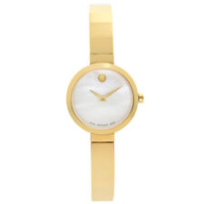 Relógio feminino Movado Novella 24 mm aço tom dourado mostrador esfregão branco quartzo 0607111 comprar usado  Enviando para Brazil