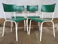4x Cadeiras empilháveis de aço para sala de jantar madeira verde vintage anos 60 comprar usado  Enviando para Brazil