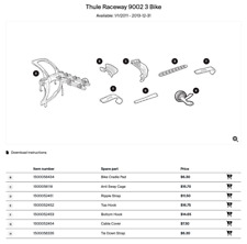 THULE Raceway 9001 9002 2 & 3 suporte para porta-malas de bicicleta PEÇAS DE REPOSIÇÃO QUE VOCÊ ESCOLHER comprar usado  Enviando para Brazil