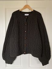 Used, Meadows ‘Quince’ Dark Green Wool Aran Cabled Cardigan (LF Markey) -Size 16 for sale  Shipping to South Africa