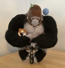 Needle felted sculpture of Gorilla and Cat on Tricycle by Lindsey Thomas. OOAK for sale  Shipping to South Africa