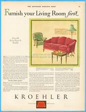Used, 1929 Kroehler Davenport Bed Couch Sleeper Sofa 1920's Living Room Furniture Ad for sale  Shipping to South Africa