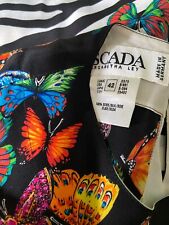 ESCADA BLUSA DE SEDA VINTAGE MANGA CURTA ESTAMPA FLORAL BORBOLETA 42 12-14 ALEMANHA comprar usado  Enviando para Brazil