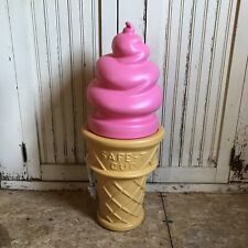 Blow Mold Giant Plastic Ice Cream Cone Strawberry Swirl Safe T Cup LIGHTED PINK, used for sale  Shipping to South Africa