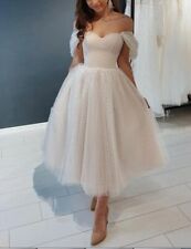 Elegant T-Length Off- Shoulder Beach Wedding Dress Bridal Gown 2 4 6 8 10 12 14+ for sale  Shipping to South Africa